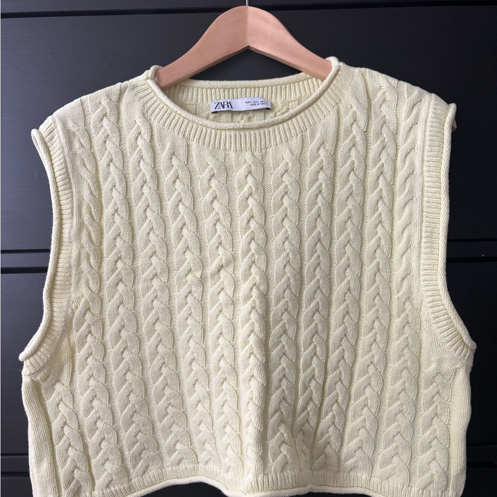 Zara Ivory Cable Knit Top
